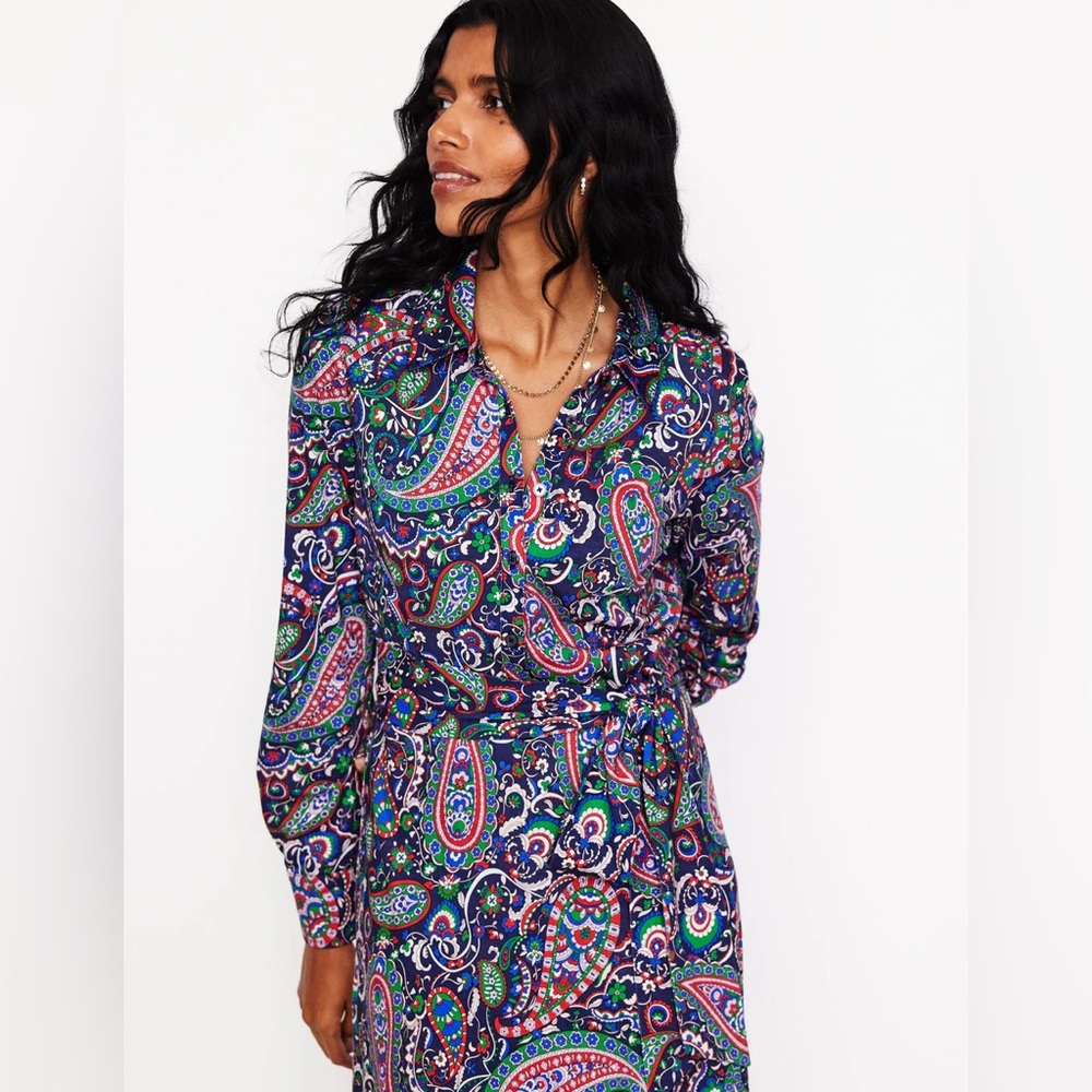 Laura Jersey Midi Shirt Dress
Navy, Paisley Paradise